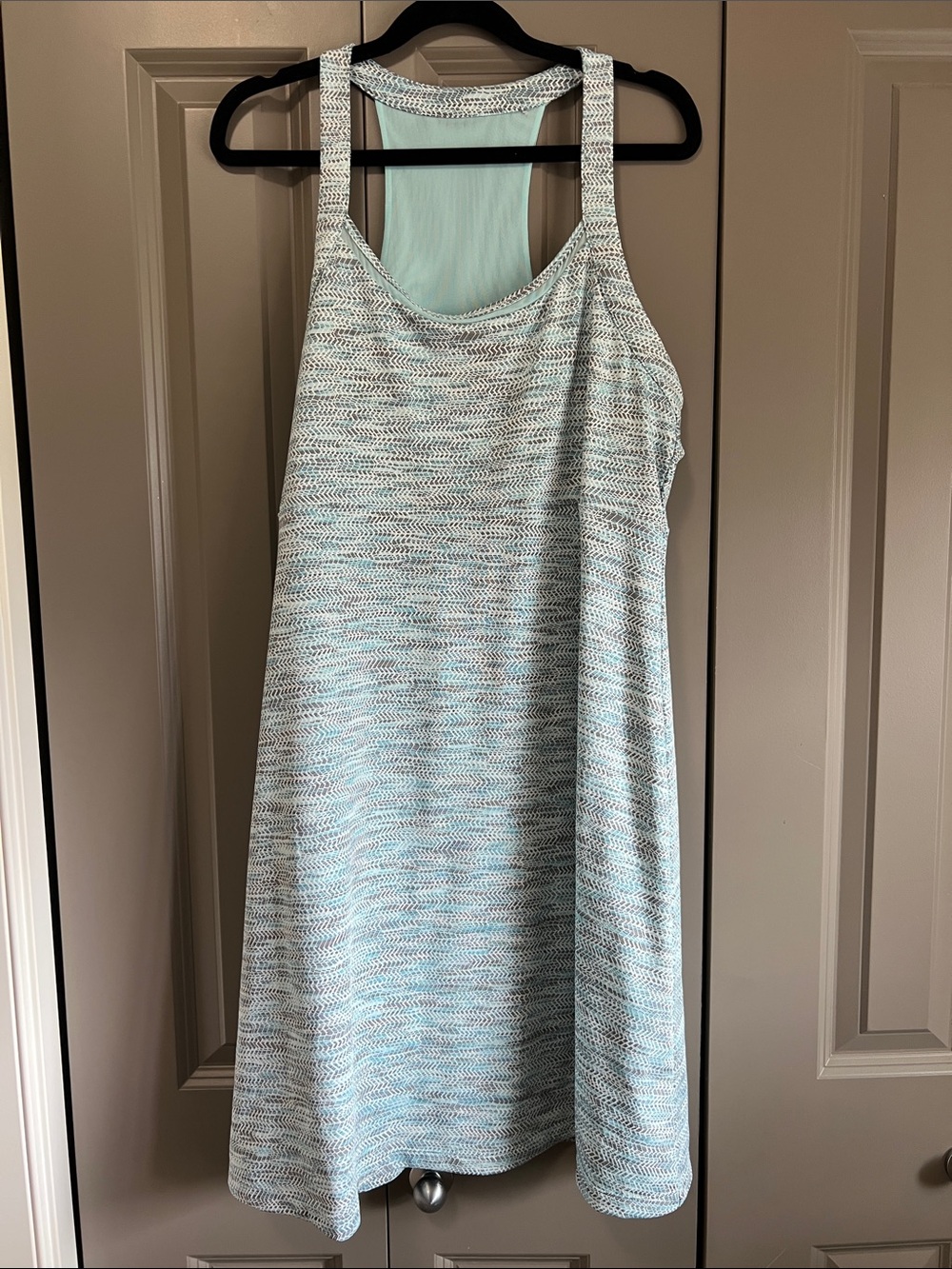 Mondetta Light Aqua and White Knit Racerback Midi Dress